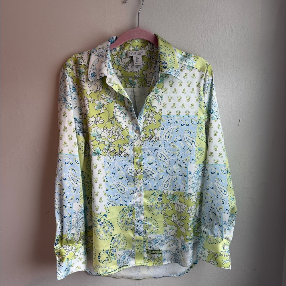 Rachel Zoe silky patterned blouse